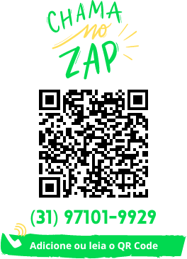 Imagem com o qr code e texto Chama no ZAP com o número (31) 971019929 para atendimento.